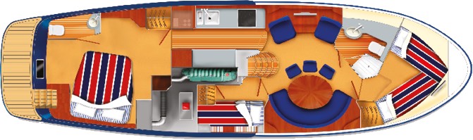 E4 yacht cabin plan with double beds