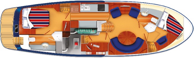 E4 yacht cabin plan with single beds